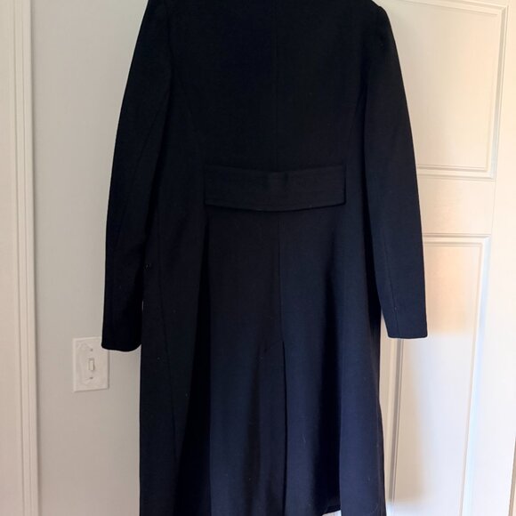 Navy Blue Wool Long Coat- Large - Picture 2 of 4